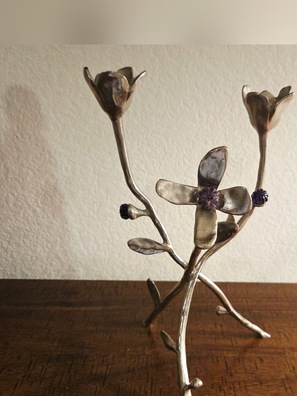 Micheal Aram Fantasy Amethyst Bloom Etagere Signed Candlestick Rare HTF